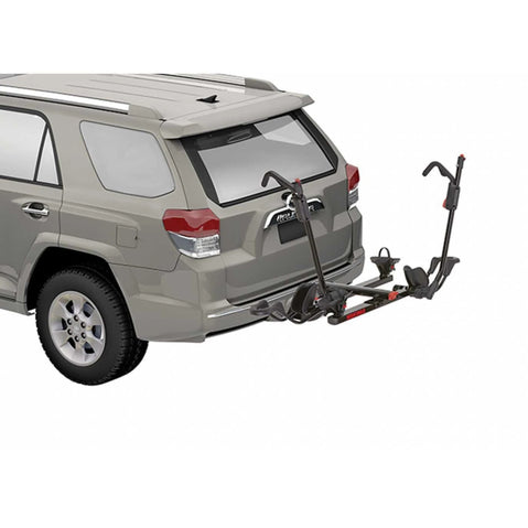 Yakima HoldUp Two Bike Hitch Rack installed on a car angle