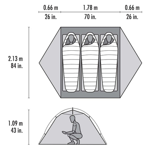 MSR Elixir 3 Person Backpacking Tent floorplan