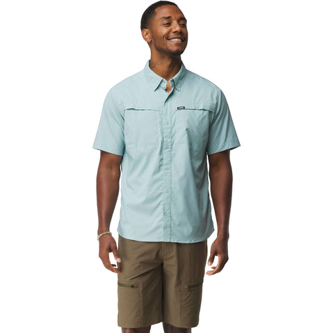 NRS Men's Gear Short Sleeve Shirt in Aquifer model front