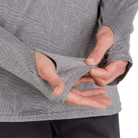 NRS Women's Silkweight Long Sleeve Shirt in Sharkskin model detail