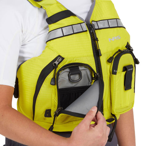 NRS Chinook OS Lifejacket (PFD) in Citrus model pocket