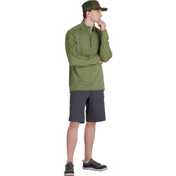 NRS Men's Silkweight Baja Sun Shirt in Olive model front
