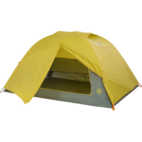 Big Agnes Blacktail 2 Person Camping Tent in Warm Olive/Chinois Green with fly open