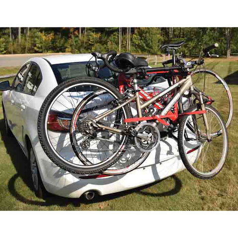 Malone RunWay BC2 Bike Trunk Rack with bike loaded back view