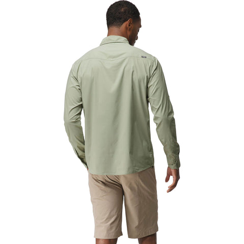NRS Men's Drifter Long Sleeve Shirt in Sage model back