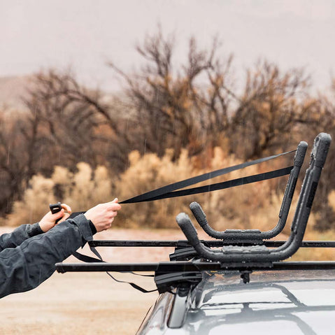 Kuat Class 2 J Cradle Roof Rack Kayak Carrier installing straps