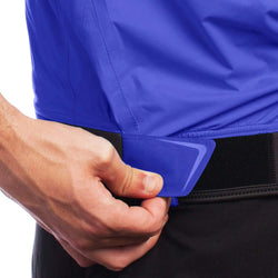 Level Six Huron Short Sleeve Paddling Jacket model in Ultraviolet waist adjustment