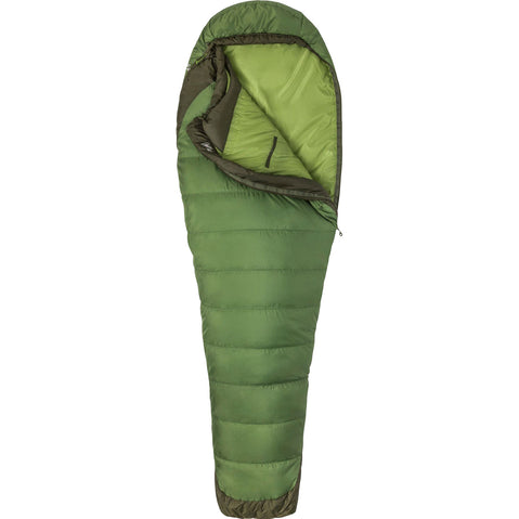 Marmot Trestles Elite Eco 30 Degree Synthetic Sleeping Bag in Vine Green/Forest Night open