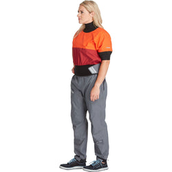 NRS Women's Stratos Shorty Semi-Dry Paddling Jacket in Poppy/Vino model front