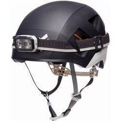 Black Diamond Capitan MIPS Rock Climbing Helmet with headlight attached front