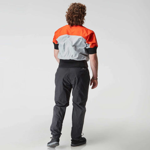 NRS Men's Stratos Shorty Semi-Dry Paddling Jacket quarry model back