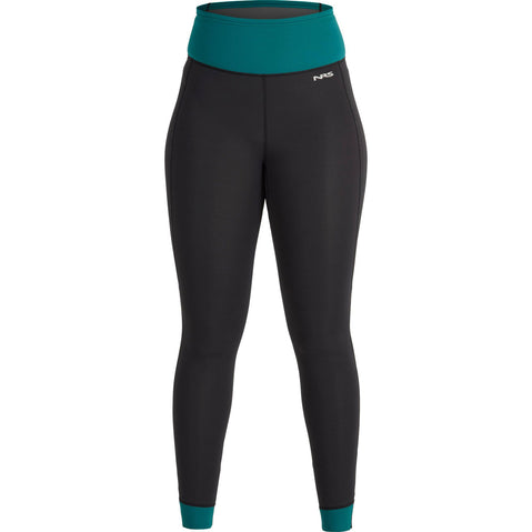 NRS Women's HydroSkin 1.5 Pants in Black/Harbor front