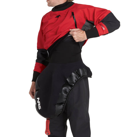 NRS Men's Pivot Drysuit in Red model tunnel
