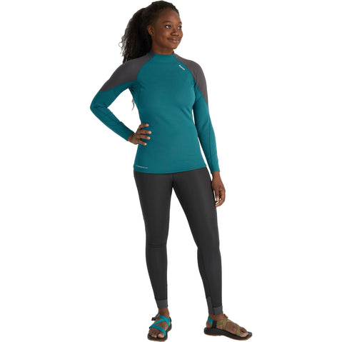 NRS Women's HydroSkin 0.5 Long Sleeve Shirt in Harbor/Graphite model front