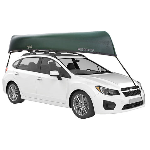 Yakima KeelOver Canoe Roof Rack installed on a car