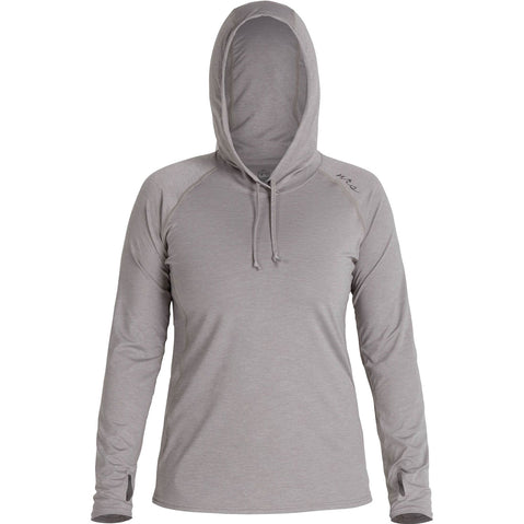 NRS Women's Silkweight Hoodie in Sharkskin front