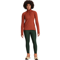Outdoor Research Women's Vigor Grid Fleece Quarter Zip Shirt in Brick model view full