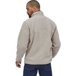 Patagonia Men's Lightweight Synchilla Snap-T Pullover Top in Outmeal Heather model back