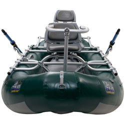Outcast PAC 1300 Self-Bailing Raft Green front view