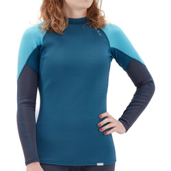NRS Women's HydroSkin 0.5 Long Sleeve Shirt in Poseidon model front