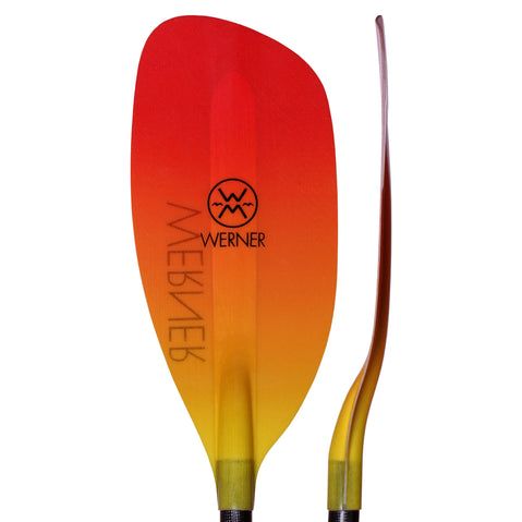 Werner Surge Fiberglass 4-Piece Whitewater Kayak Paddle in Gradient Blaze top