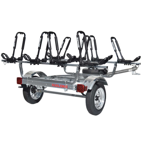 Malone MicroSport 4-Boat FoldAway-J Kayak Trailer Package angle view