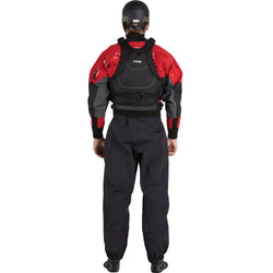NRS Men's Pivot Drysuit in Red model backPFD