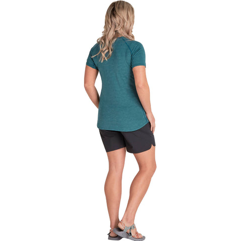 NRS Women's Silkweight Short Sleeve Shirt in Mediterranea model back