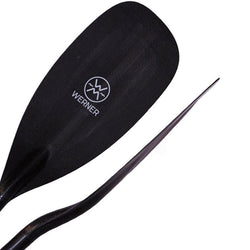 Werner Stealth Carbon Straight Shaft Whitewater Kayak Paddle Blade Front & Side View