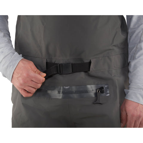 NRS Sidewinder Dry Bibs in Dark Shadow model belt