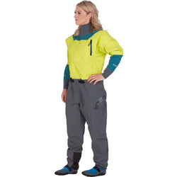 NRS Women's Nomad GORE-TEX Pro Semi-Dry Suit in Chartreuse model front