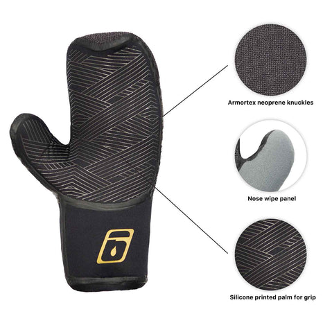 Level Six Gritstone 3 mm Neoprene Paddling Mitts in Black details