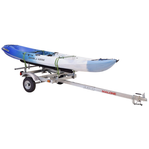 Malone EcoLight Base Kayak Trailer with kayak loaded angle