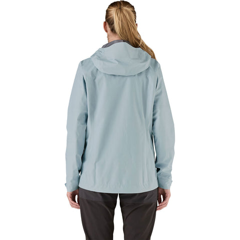 Patagonia Women's Boulder Fork Rain Jacket in Fleck Blue model back