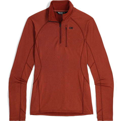 Outdoor Research Women's Vigor Grid Fleece Quarter Zip Shirt in Brick front