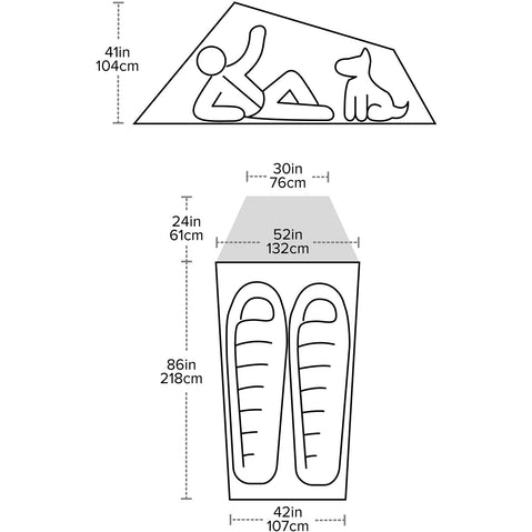 Big Agnes C Bar 2-Person Camping Tent in Vetiver diagram