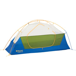 Marmot Tungsten 1 Person Backpacking Tent in Foliage/Dark Azure nofly door closed
