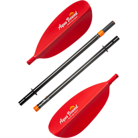 Aqua Bound Manta Ray Hybrid Posi-Lok 4-Piece Kayak Paddle in Sunset Red pieces