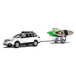 Sylvan Sport GoEasy Base Kayak Trailer with kayak and bikes loaded