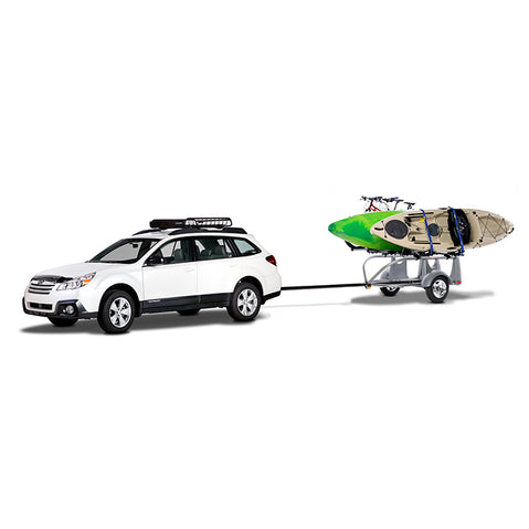 Sylvan Sport GoEasy Base Kayak Trailer with kayak and bikes loaded