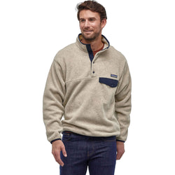 Patagonia Men's Synchilla Snap-T Pullover Top in Oatmeal Heather model view front