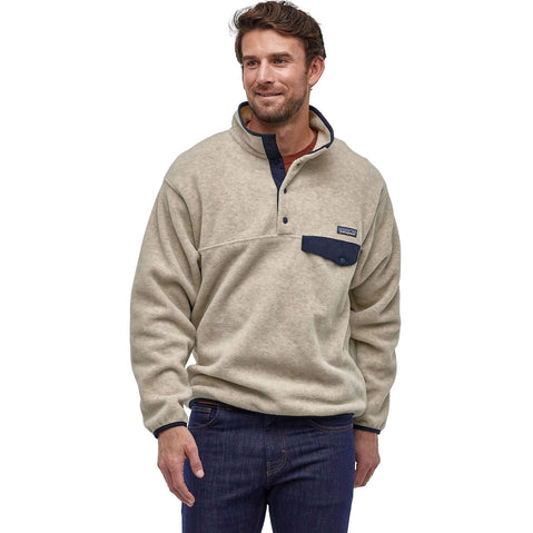 Patagonia Men's Synchilla Snap-T Pullover Top in Oatmeal Heather model view front