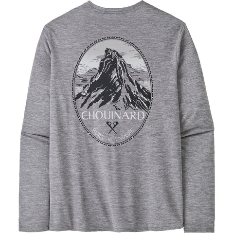 Patagonia Men's Cap Cool Daily Graphic Long Sleeve Shirt - Lands in Chouinard Crest: Feather Grey back