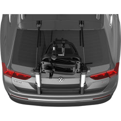 Thule OutWay Platform 2 Bike Trunk Rack Silver/Black installed on a car top