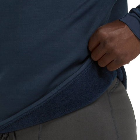 NRS Men's Expedition Weight Hoodie in Navy model inside