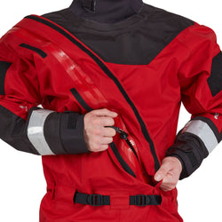NRS Ascent SAR GORE-TEX Dry Suit in Red model entry zipper
