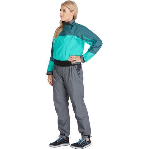 NRS Women's Helium Paddling Jacket in Mediterranea/Aqua model front