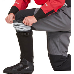 NRS Men's Recoil GORE-TEX Pro Dry Bibs in Gray model cuff