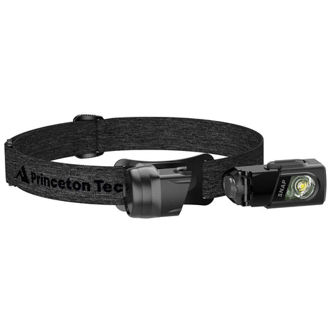 Princeton Tec Snap Solo Headlamp in Black/Dark Gray swiveled out