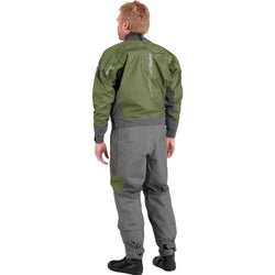 NRS Spyn Fishing Semi-Dry Suit in Olive model back